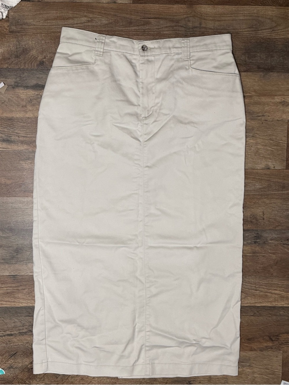 Vtg 90s Lee Chino Canvas Straight Long Skirt - Beige Utility Gorpcore •Size 16• - Picture 6 of 11